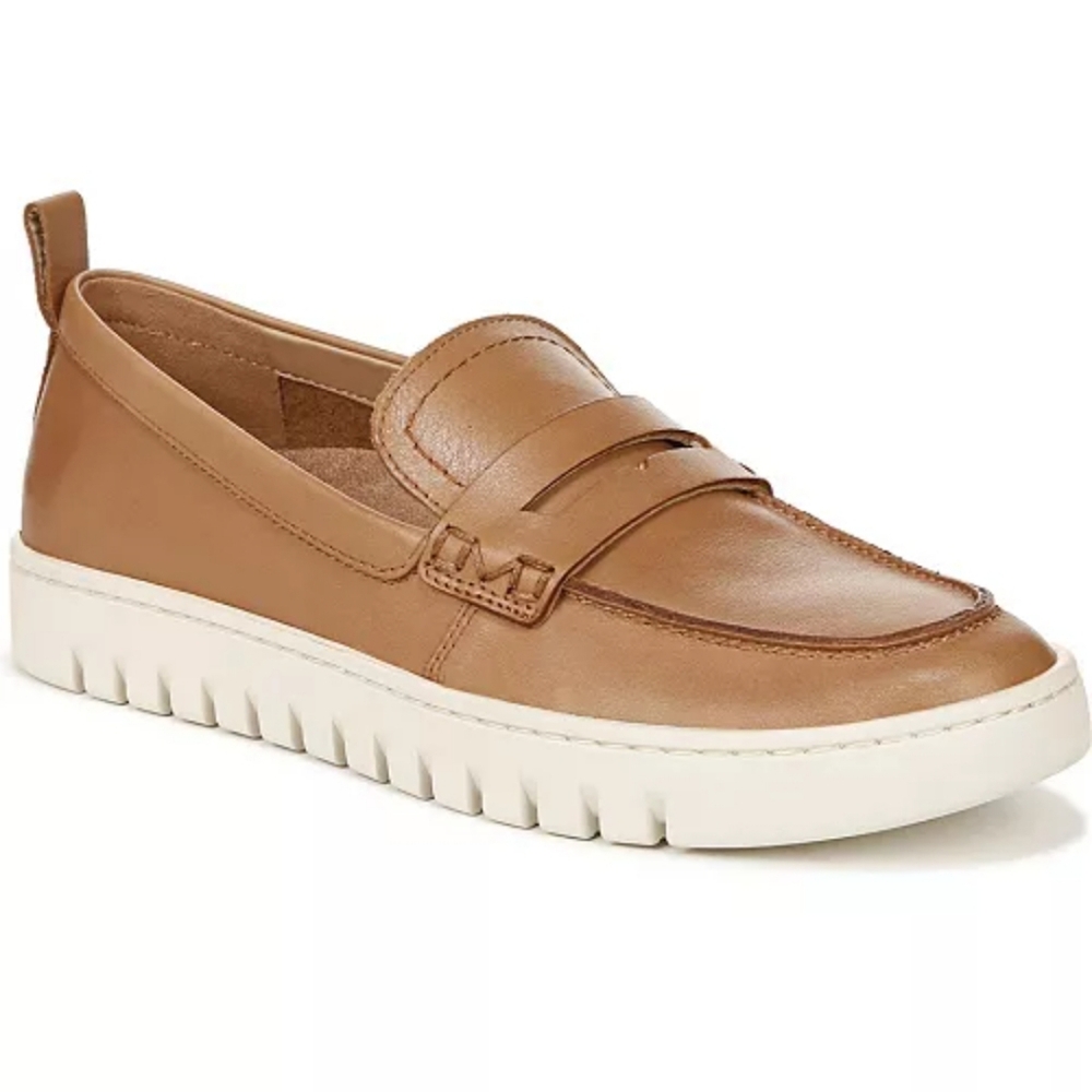 Vionic Tan Leather Loafers with White Sole